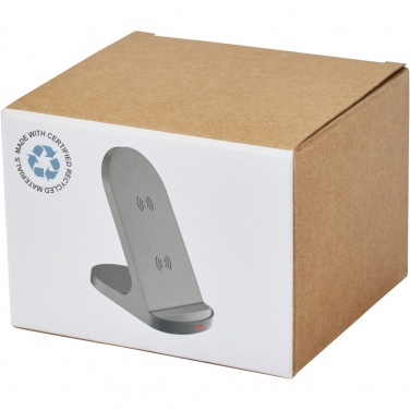 Logo trade promotional giveaways picture of: Loop 15W dual coil RCS recycled plastic wireless charging stand