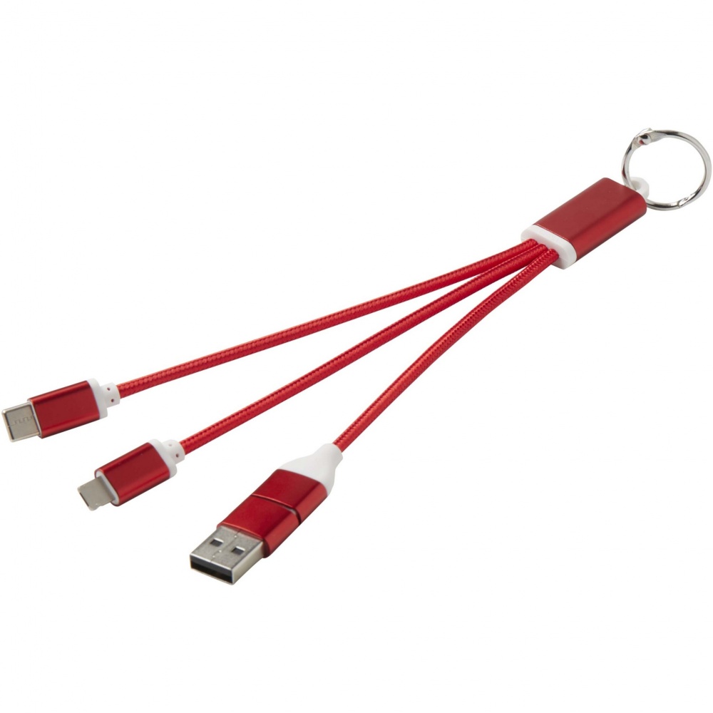 Logotrade promotional merchandise photo of: Metal 4-in-1 recycled aluminium charging cable with keychain