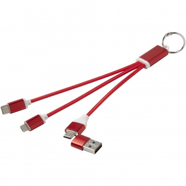 Logo trade promotional items image of: Metal 4-in-1 recycled aluminium charging cable with keychain