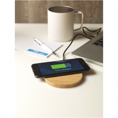 Logotrade promotional item picture of: Essence 15W bamboo wireless charging pad