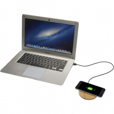 Logo trade promotional item photo of: Essence 15W bamboo wireless charging pad