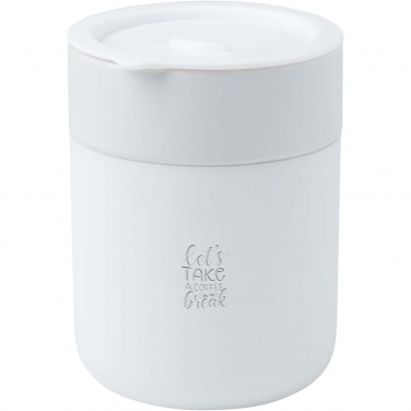 Logo trade promotional merchandise picture of: Java 330 ml ceramic tumbler with silicone wrap and plastic lid