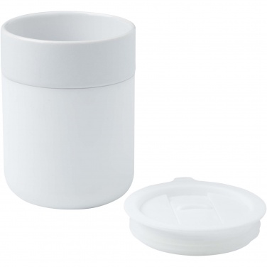 Logo trade advertising product photo of: Java 330 ml ceramic tumbler with silicone wrap and plastic lid