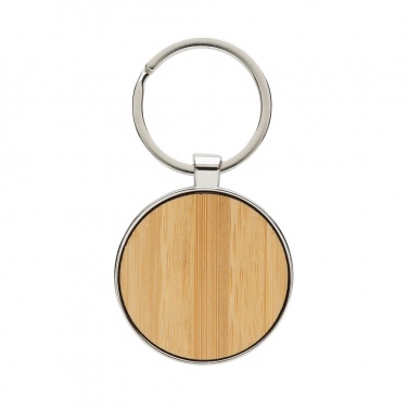Logo trade advertising product photo of: RCS recycled zinc alloy round keychain with bamboo