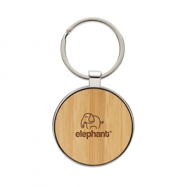 Logotrade promotional gift picture of: RCS recycled zinc alloy round keychain with bamboo