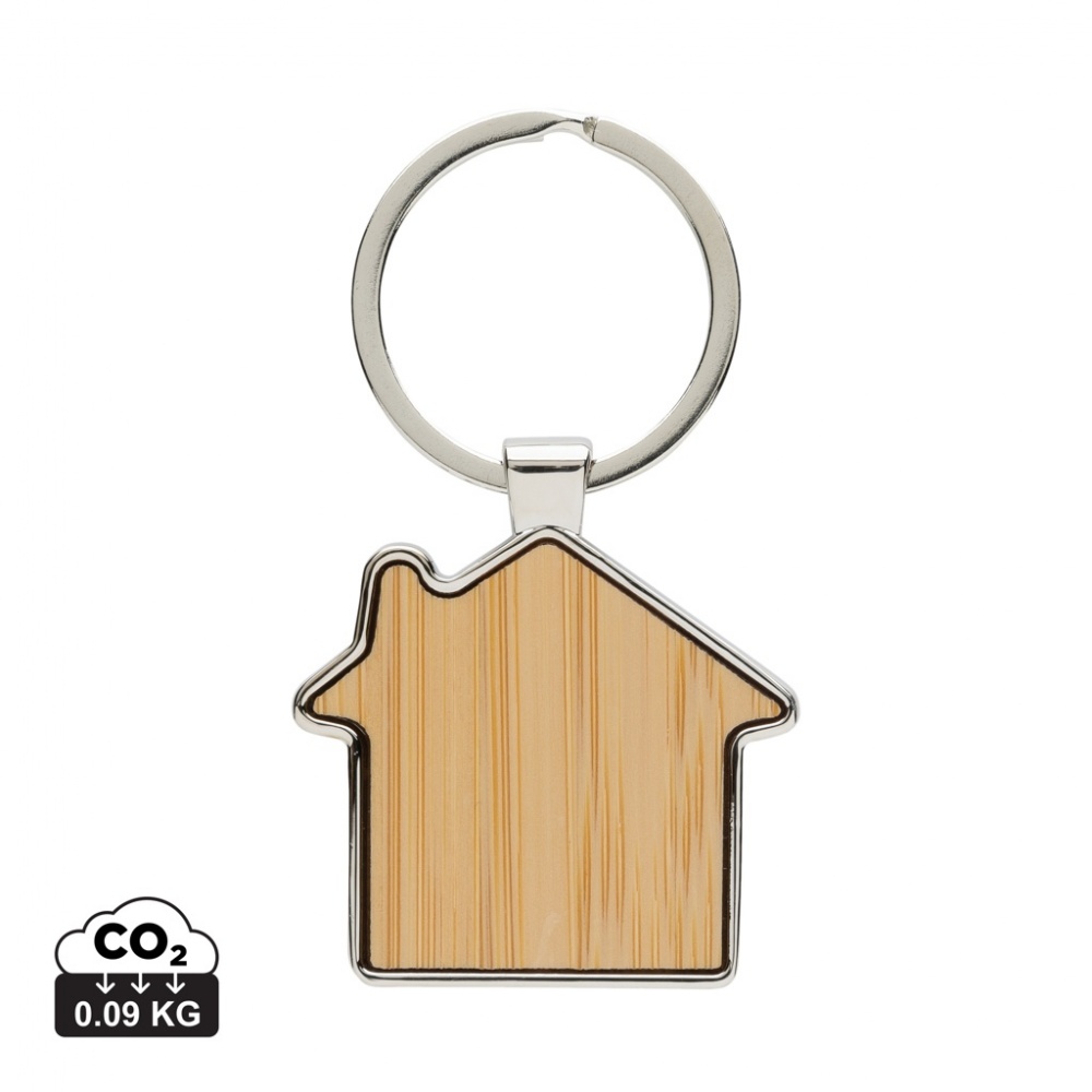 Logo trade advertising products image of: RCS recycled zinc alloy house keychain with bamboo