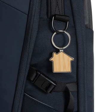 Logo trade promotional items picture of: RCS recycled zinc alloy house keychain with bamboo