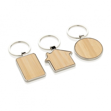 Logo trade advertising product photo of: RCS recycled zinc alloy house keychain with bamboo