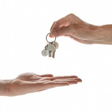 Logo trade promotional giveaway photo of: RCS recycled zinc alloy radiator key keychain with coin