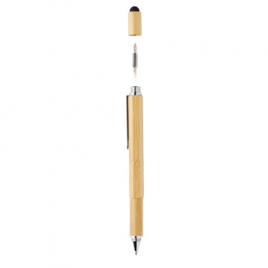 Logo trade promotional merchandise image of: Bamboo 5-in-1 toolpen