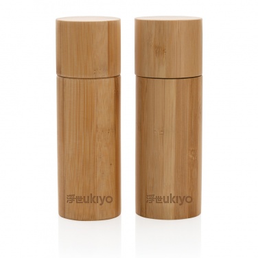 Logo trade promotional giveaways picture of: Ukiyo bamboo salt and pepper mill set