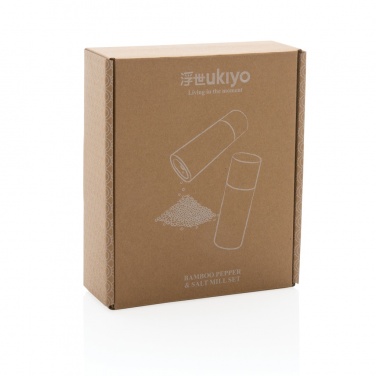 Logo trade promotional merchandise photo of: Ukiyo bamboo salt and pepper mill set