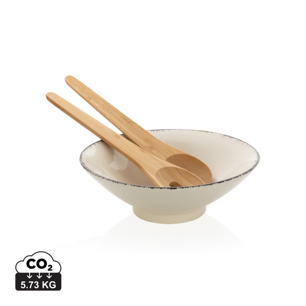 Logo trade advertising products picture of: Ukiyo salad bowl with bamboo salad server