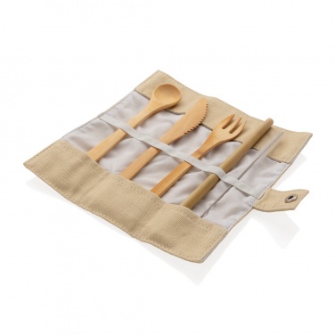Logo trade business gift photo of: Reusable bamboo travel cutlery set