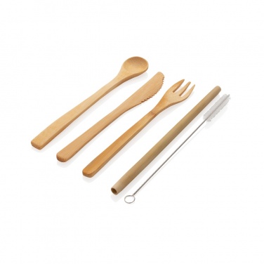 Logo trade promotional gifts image of: Reusable bamboo travel cutlery set