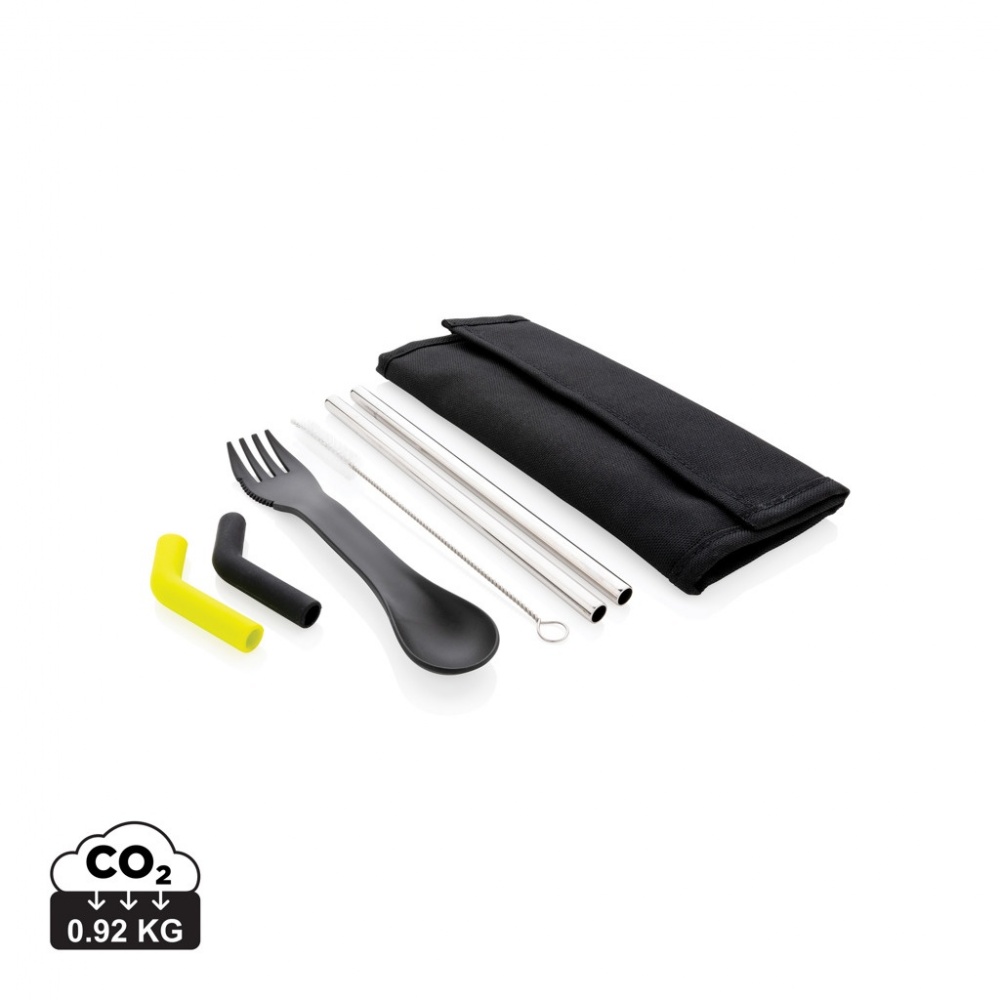 Logotrade business gifts photo of: Tierra 2pcs straw and cutlery set in pouch