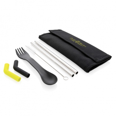 Logo trade promotional giveaway photo of: Tierra 2pcs straw and cutlery set in pouch