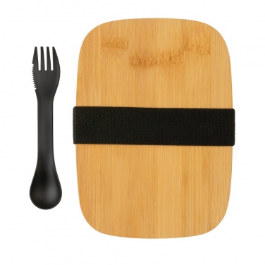 Logo trade promotional merchandise image of: Stainless steel lunchbox with bamboo lid and spork