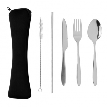 Logo trade business gifts image of: 4 PCS stainless steel re-usable cutlery set
