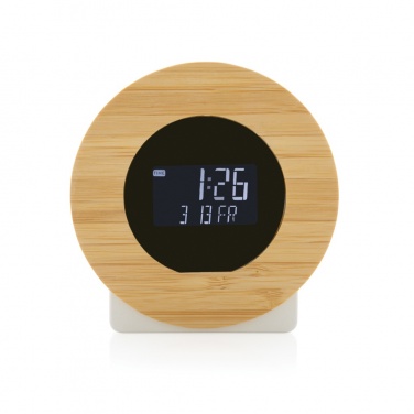 Logo trade business gifts image of: Utah RCS rplastic and bamboo LCD desk clock