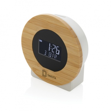 Logotrade promotional item picture of: Utah RCS rplastic and bamboo LCD desk clock