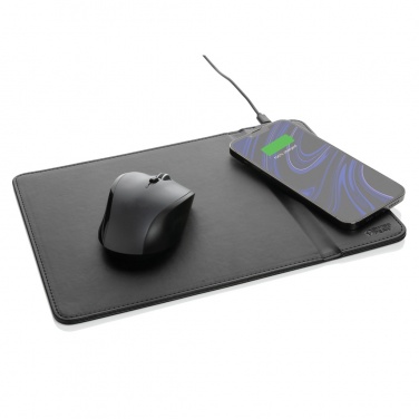 Logo trade corporate gifts picture of: Swiss Peak RCS recycled PU 10W wireless charging mousepad