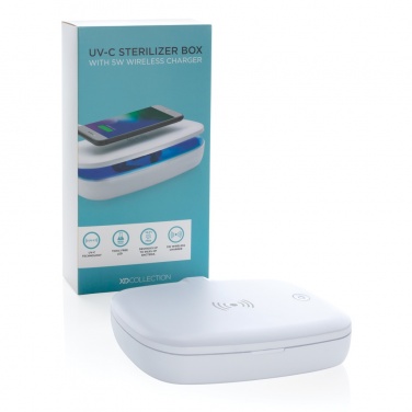 Logo trade promotional merchandise photo of: UV-C steriliser box with 5W wireless charger