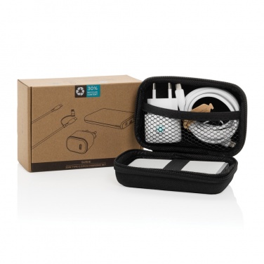 Logo trade promotional giveaway photo of: Surge RCS recyled PET 20W type C 3 pcs charging set