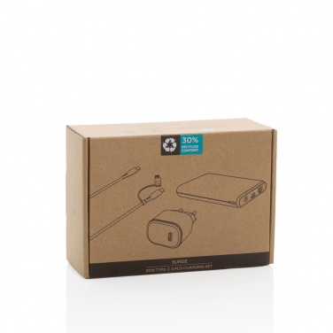 Logo trade promotional product photo of: Surge RCS recyled PET 20W type C 3 pcs charging set