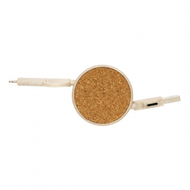 Logotrade business gift image of: Cork and Wheat 6-in-1 retractable cable