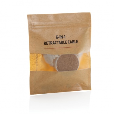 Logo trade promotional giveaway photo of: Cork and Wheat 6-in-1 retractable cable