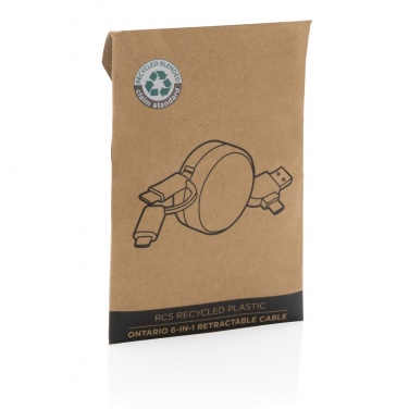 Logotrade promotional item picture of: RCS recycled plastic Ontario 6-in-1 retractable cable