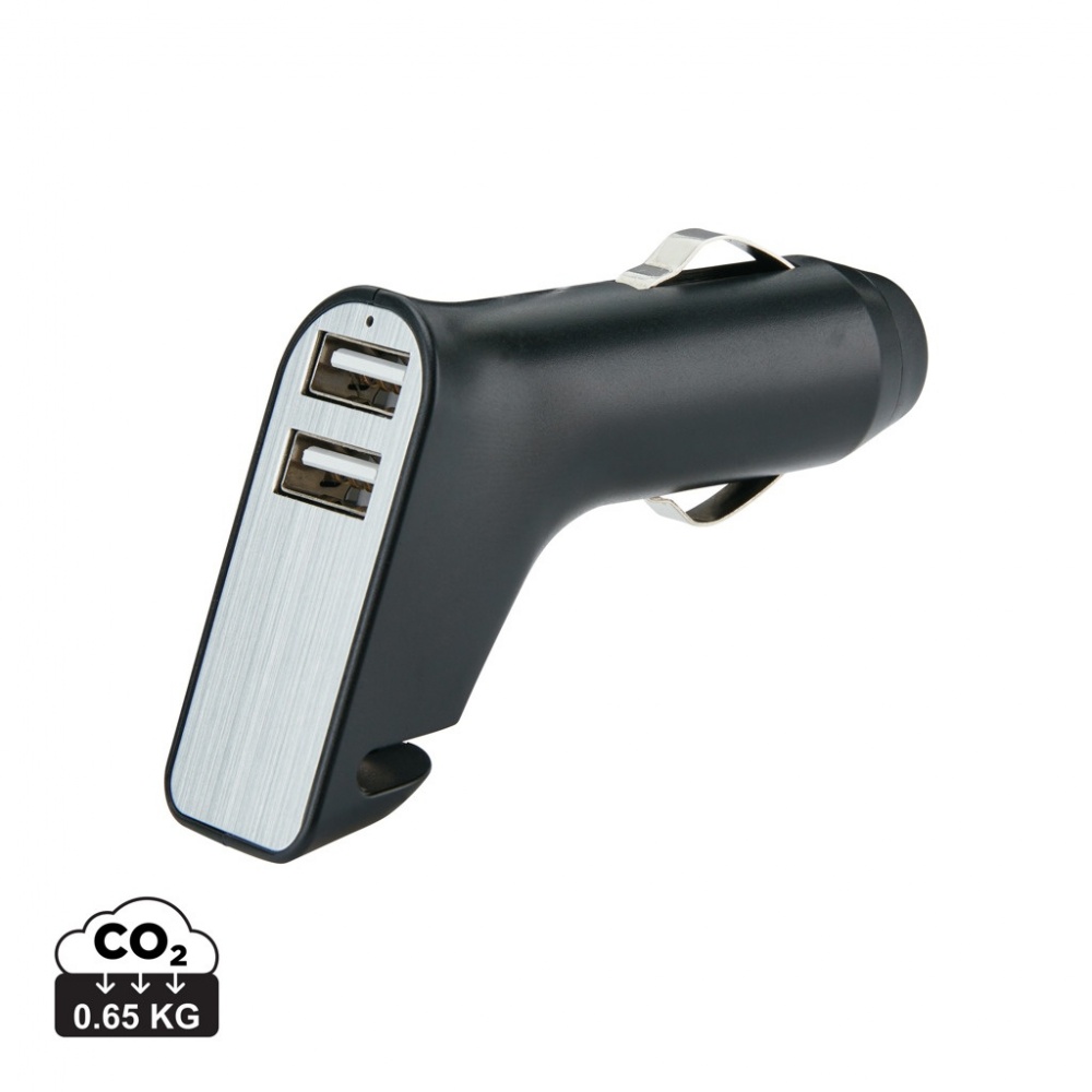 Logotrade promotional product picture of: Dual port car charger with belt cutter and hammer