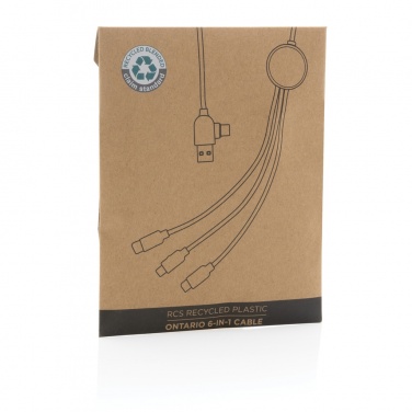 Logotrade promotional merchandise picture of: RCS recycled plastic Ontario 6-in-1 cable