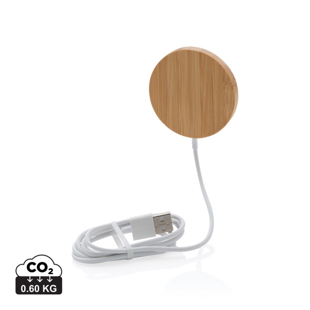 Logo trade promotional gifts picture of: 10W bamboo magnetic wireless charger