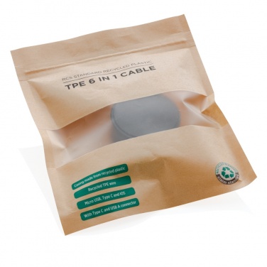 Logo trade advertising products image of: RCS standard recycled plastic and TPE 6-in-1 cable