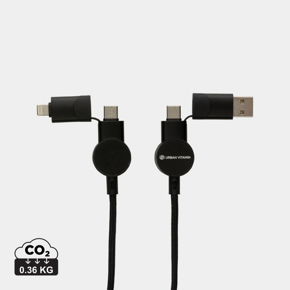 Logo trade business gift photo of: Oakland RCS recycled plastic 6-in-1 fast charging 45W cable