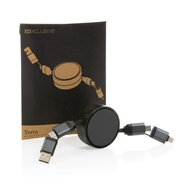Logo trade promotional giveaways picture of: Terra RCS recycled aluminium retractable 6 in 1 cable