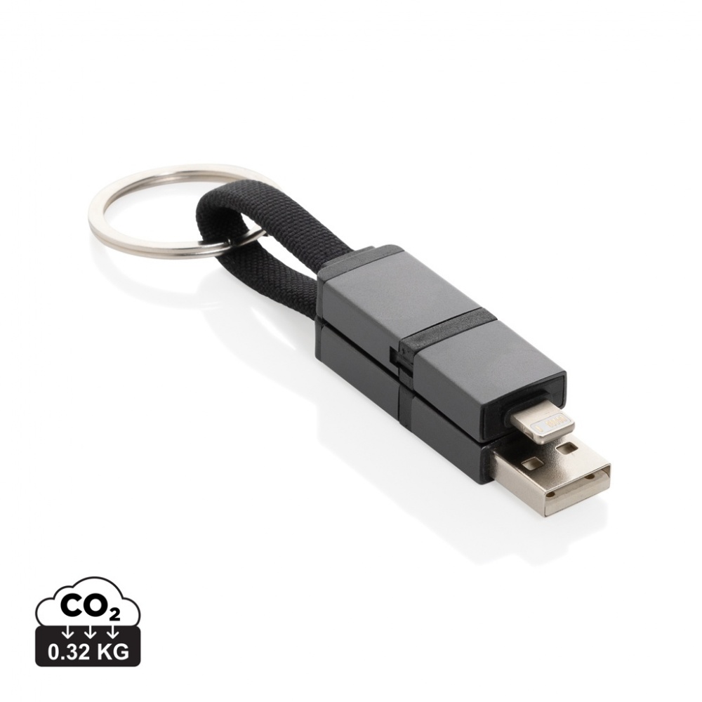 Logo trade promotional gifts picture of: Terra recycled aluminum 4 in 1 60W fast charging cable