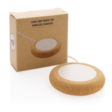 Logotrade promotional item picture of: Cork and Wheat 5W wireless charger