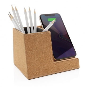 Logotrade advertising product picture of: Cork pen holder and 5W wireless charger