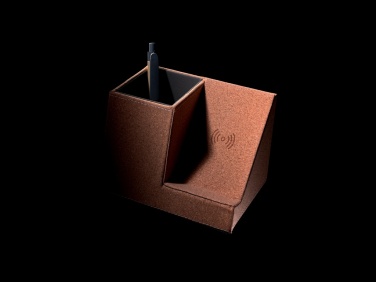 Logo trade promotional gifts image of: Cork pen holder and 5W wireless charger