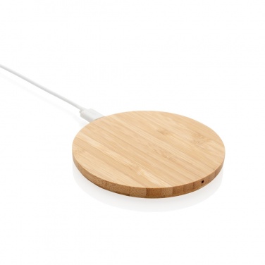 Logo trade corporate gifts picture of: Bamboo 5W round wireless charger