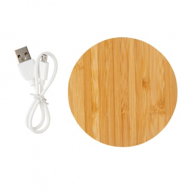 Logotrade advertising products photo of: Bamboo 5W round wireless charger