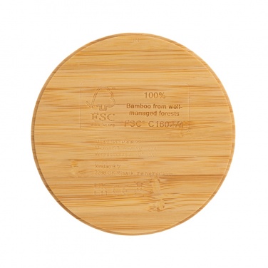 Logo trade promotional giveaway photo of: Bamboo 5W round wireless charger