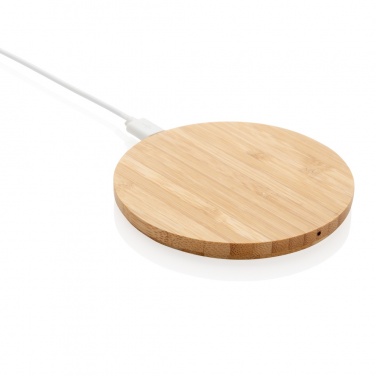 Logotrade promotional item image of: Bamboo 5W round wireless charger