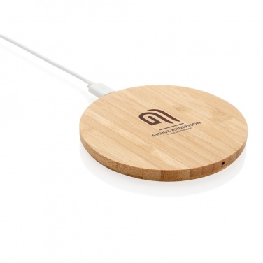 Logo trade promotional product photo of: Bamboo 5W round wireless charger