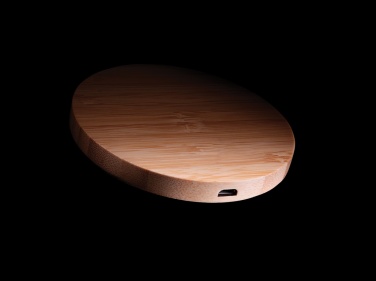 Logo trade promotional item photo of: Bamboo 5W round wireless charger
