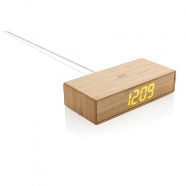 Logotrade promotional products photo of: Bamboo alarm clock with 5W wireless charger