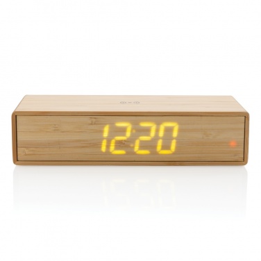 Logo trade business gift photo of: Bamboo alarm clock with 5W wireless charger